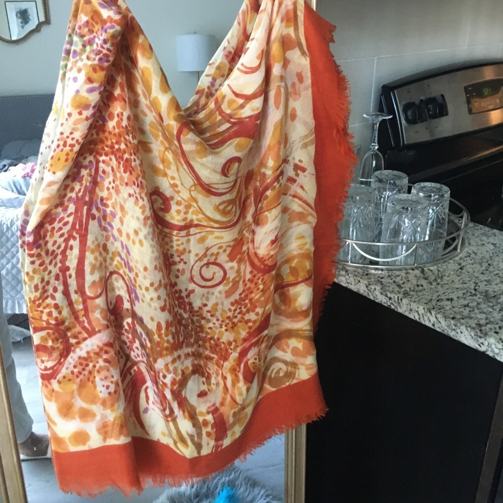 Vintage Loro Piana Water color cashmere scarf red